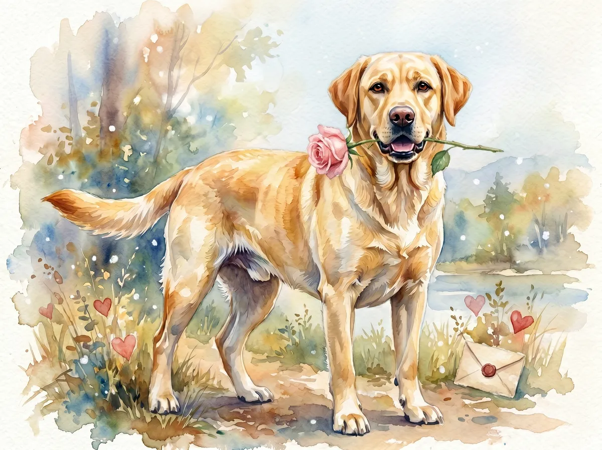 Labrador Retriever watercolor calendar month 2